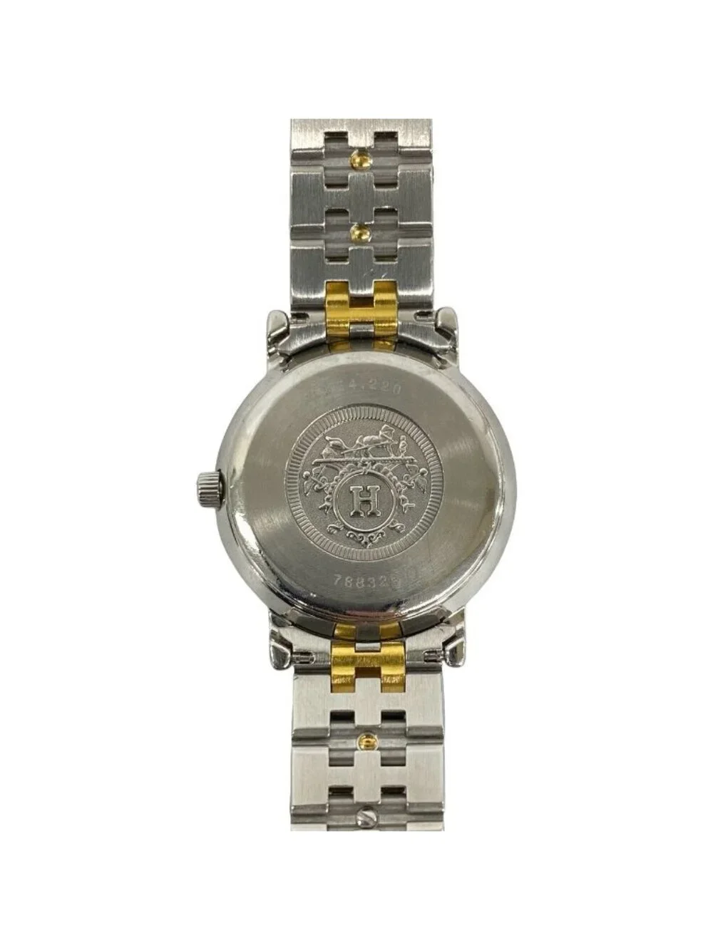 Hermes Sellier Stainless Quartz Watch Wrist Silver Gold